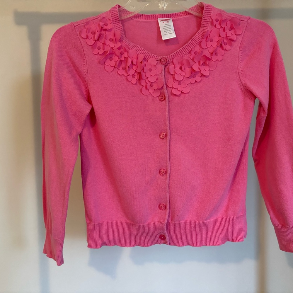 Gymboree Pink Knit Cardigan with Floral Accents